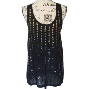 Boutique brand black and gold ombre dressy sequin tank